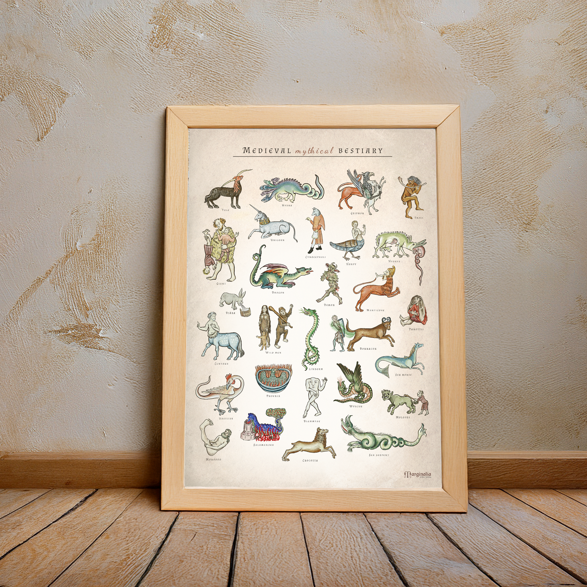 Poster Medieval Mythical Bestiary