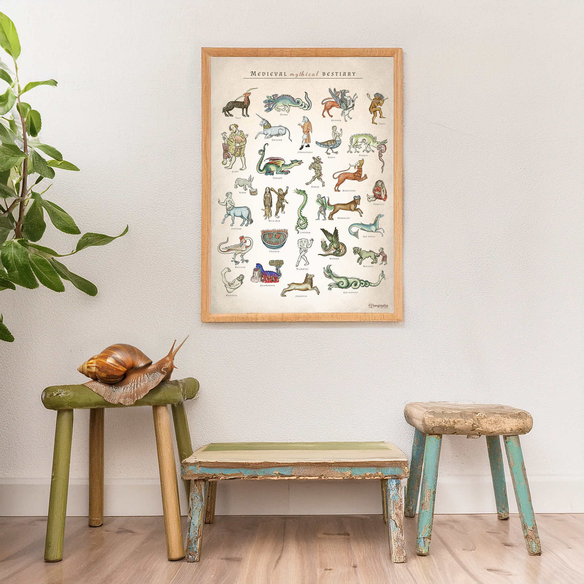Poster Medieval Mythical Bestiary