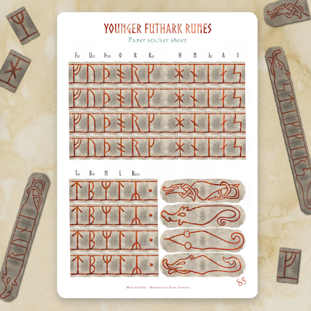 Klistermärkesark - Younger futhark runes (runor)